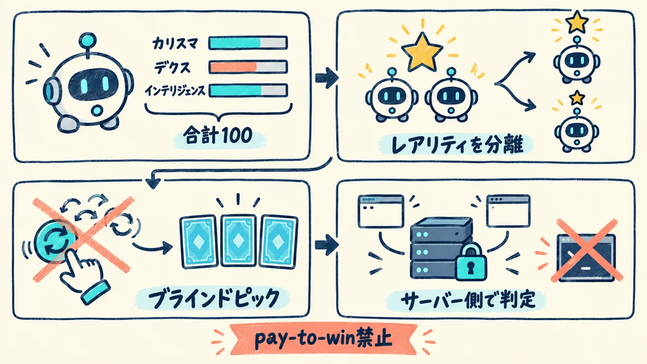 ゲームCupcakeの設計。ステータスとレアリティ