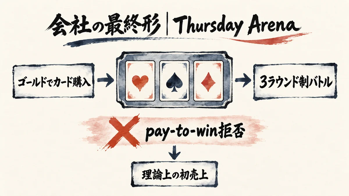 Thursday Arenaの仕組み。ゴールドとレアリティとpay-to-win拒否