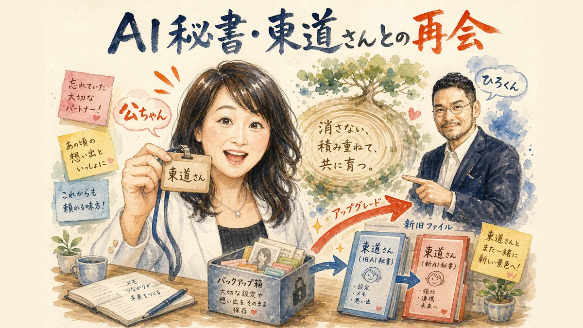既存のAI秘書・東道さんを残してアップグレードする流れ