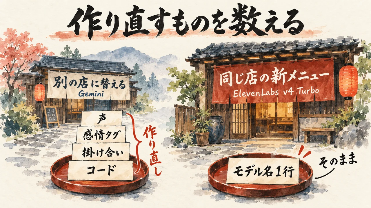 乗り換えで作り直すものを数えたら、Geminiの方がずっと多かった