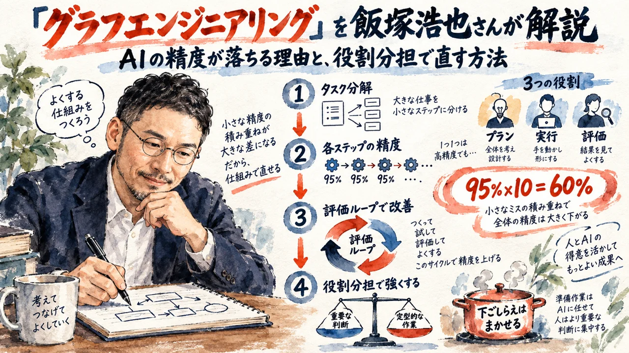 1ステップ95%でも10個つなぐと60%に落ちるグラフエンジニアリングの図解
