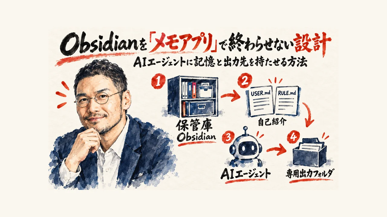 ObsidianをAIエージェントの記憶装置にする設計図解
