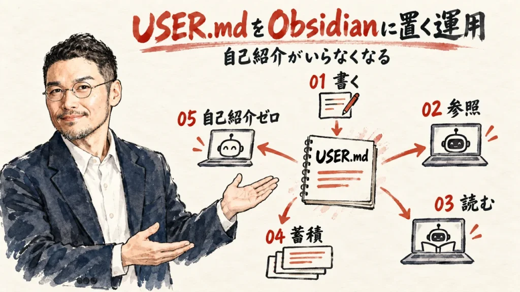 USER.mdをObsidianに置く運用の全体図解