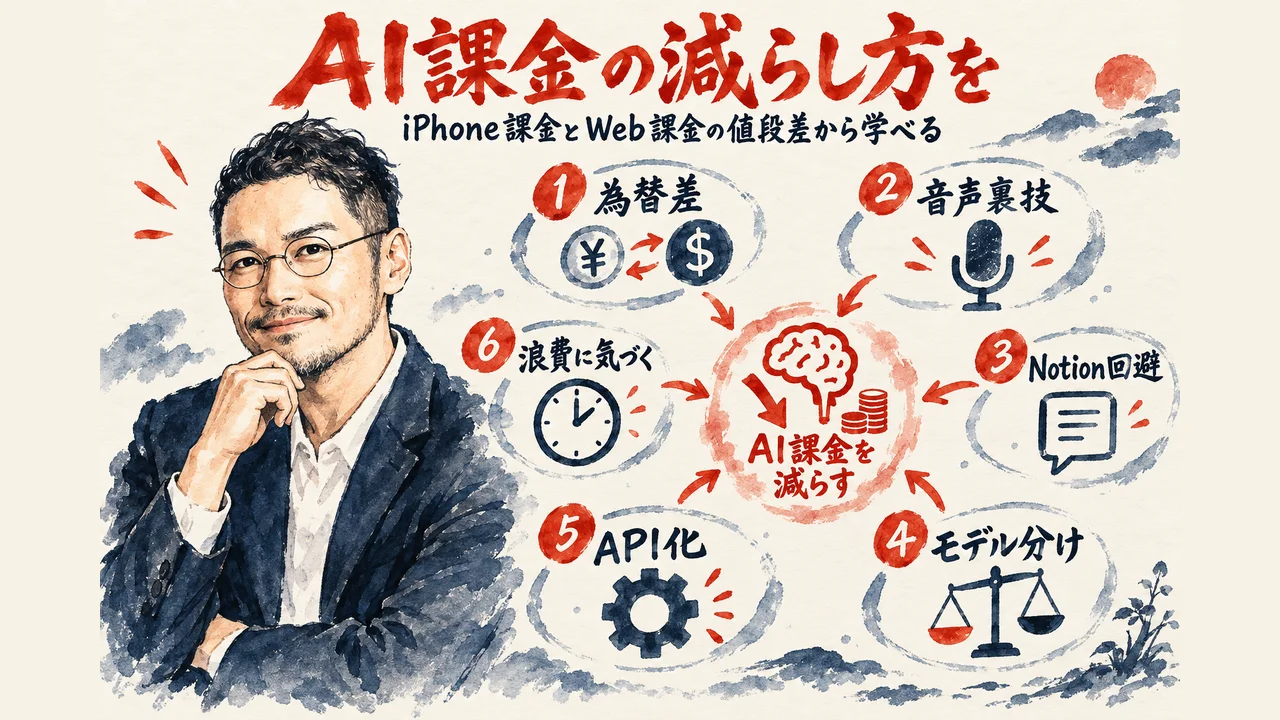 iPhone課金とWeb課金の値段差から学ぶAI課金の減らし方の図解