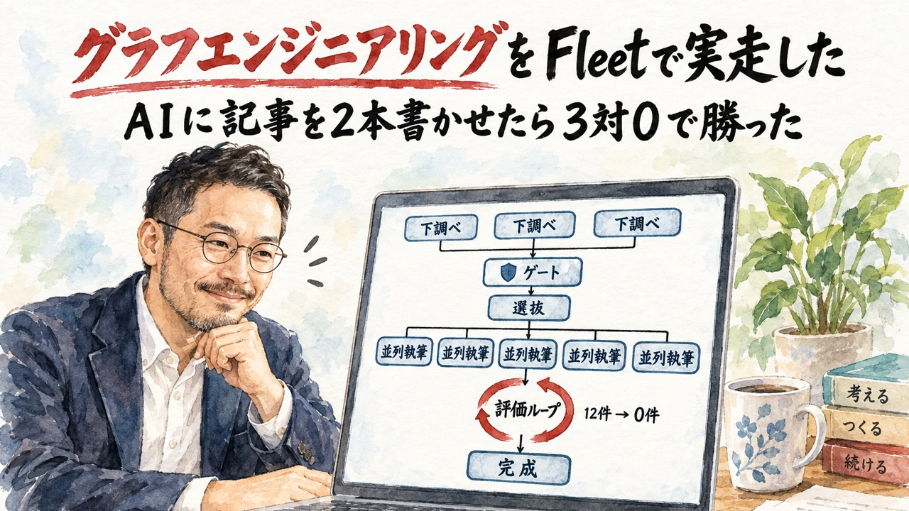 1体で書くA版と役割分担で書くB版を比べたFleet実験の図解