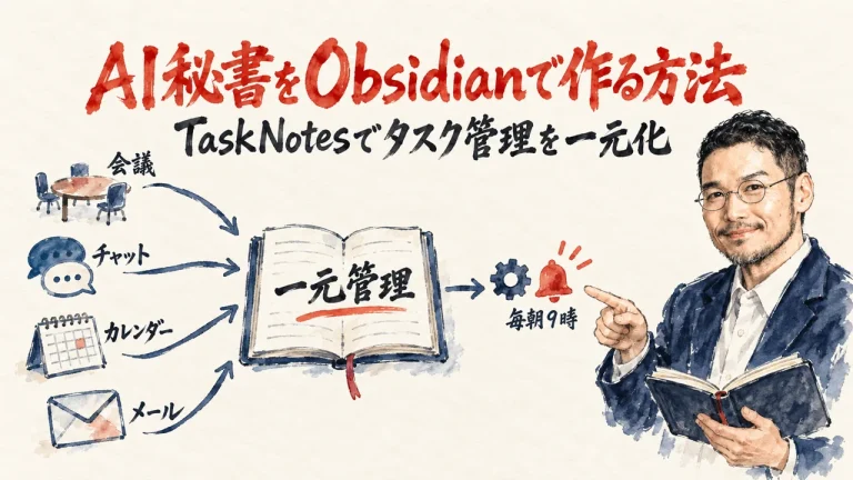 AI秘書をObsidianで作る方法、TaskNotesでタスク管理を一元化する全体図解