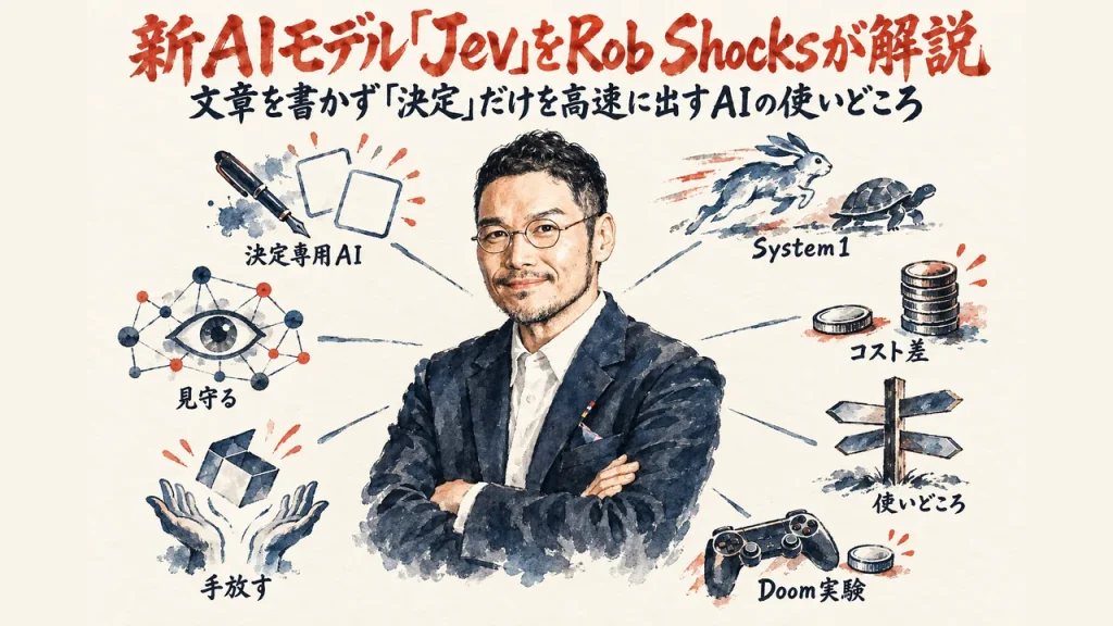 新AIモデルJevをRob Shocksが解説する記事の全体図