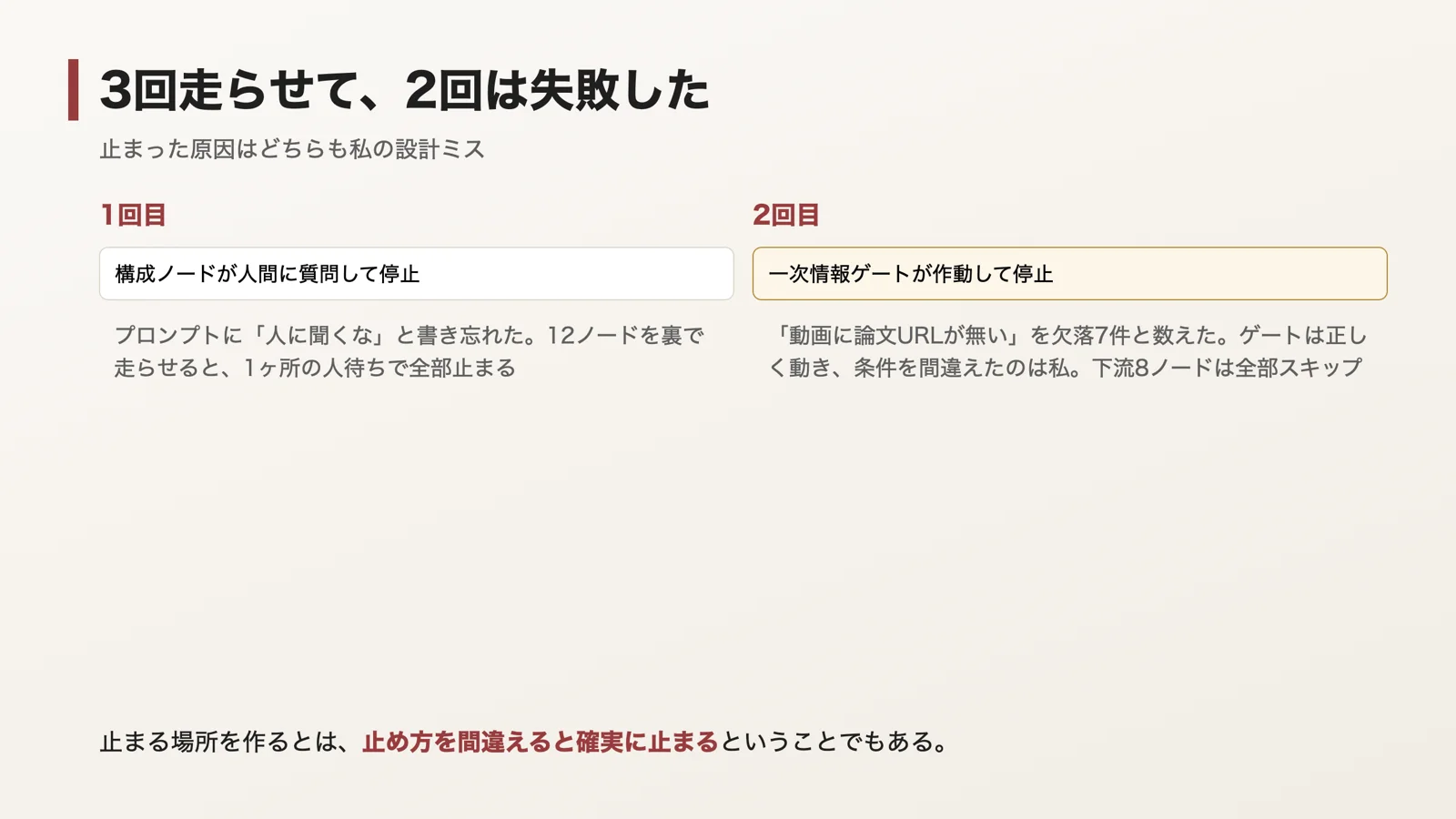 3回中2回失敗した原因
