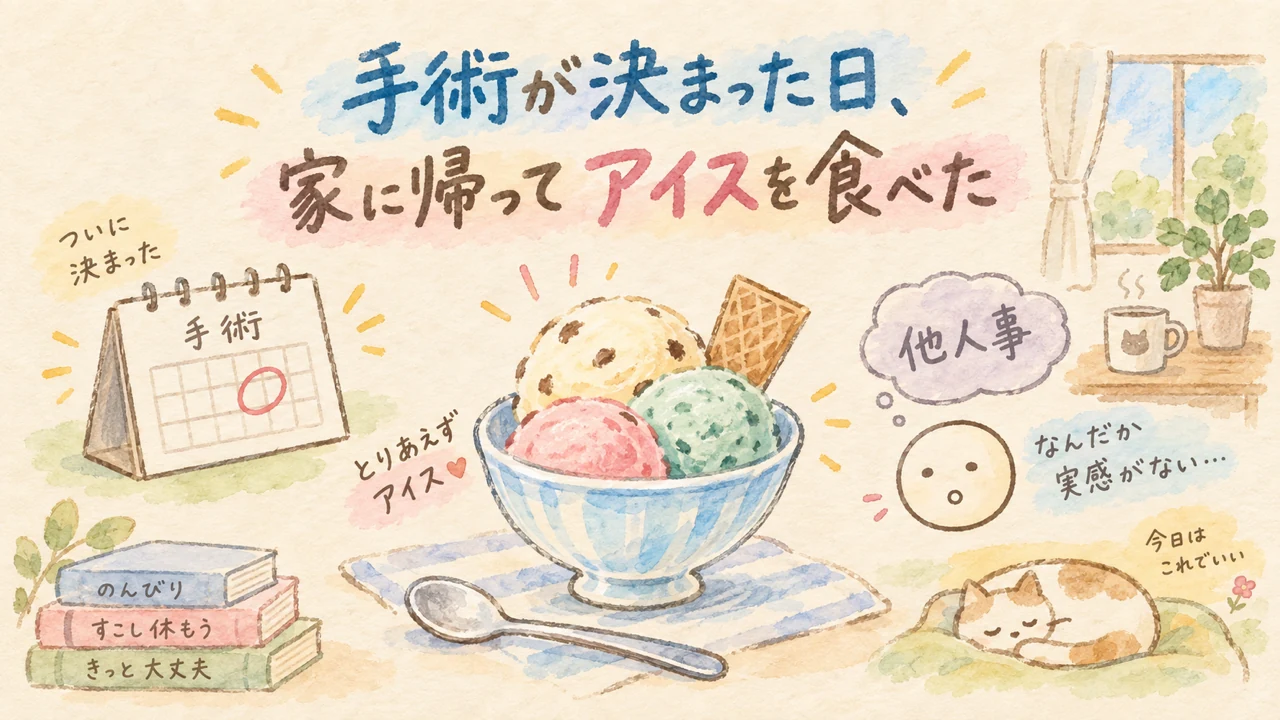 手術が決まった日、家に帰ってアイスを食べた の図解