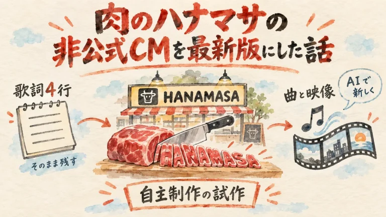 肉のハナマサの非公式CMを最新版にした話のアイキャッチ図解