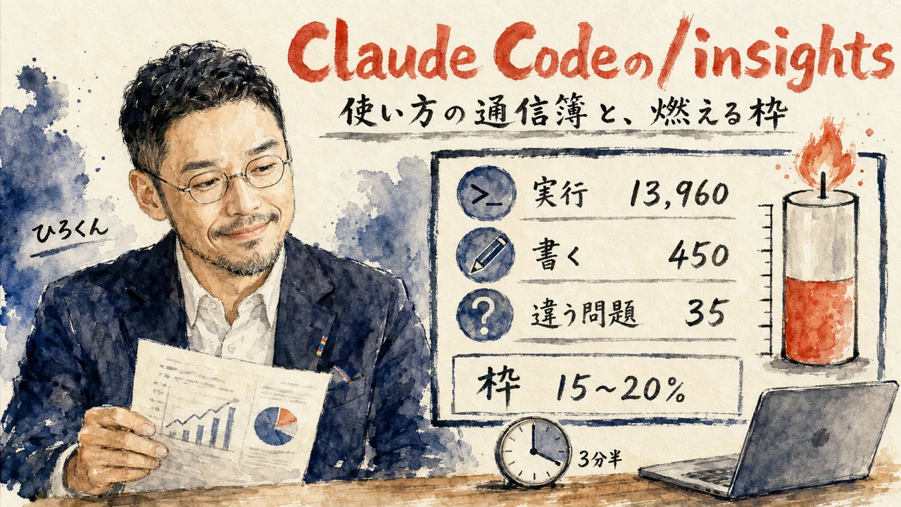 Claude Codeの/insightsの実測結果をまとめた記事の図解