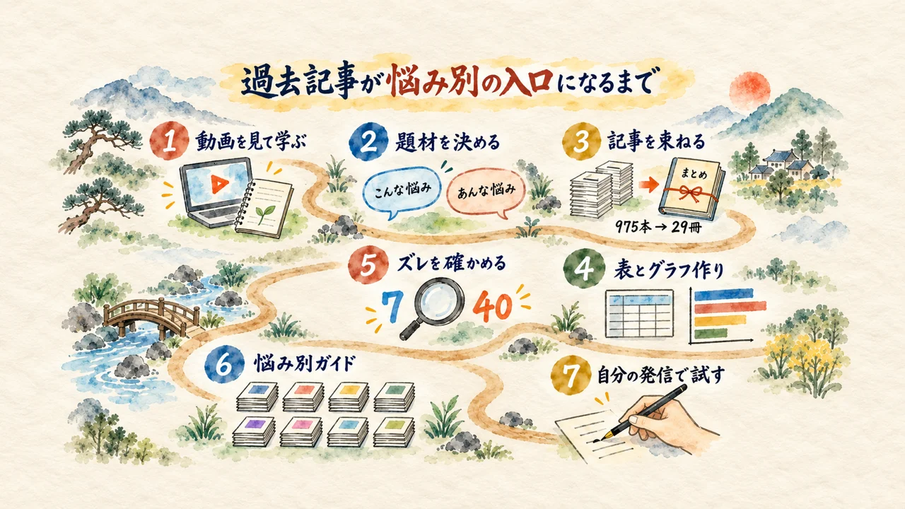 動画を参考に過去のLIVE記事975本を悩み別の入口に変えるまでの全体図解