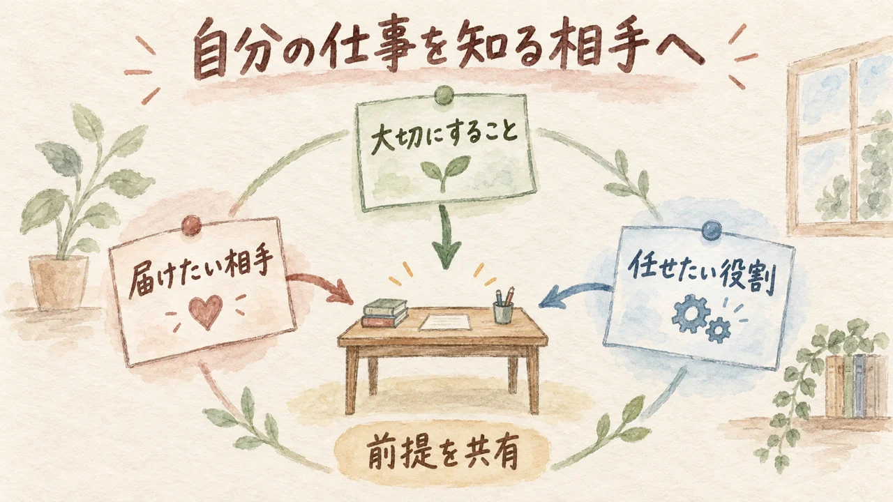 届けたい相手・大切にすること・任せたい役割をBotへ共有する図