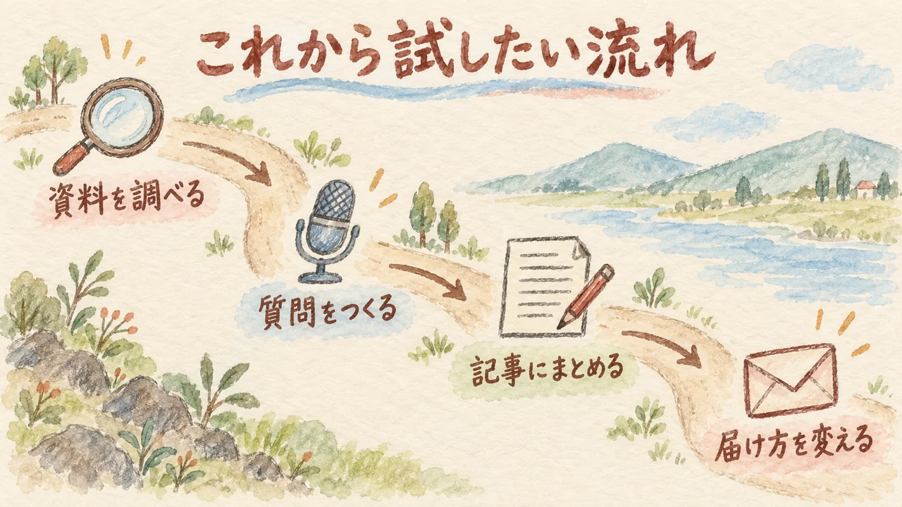 今後試したい、資料調査から質問・記事・メルマガ下書きへつなぐ流れ