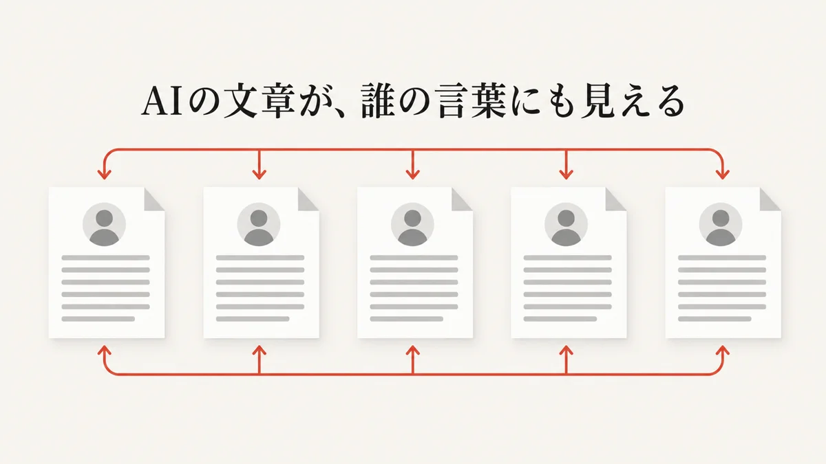 AIの文章が、誰の言葉にも見えることを示す図解