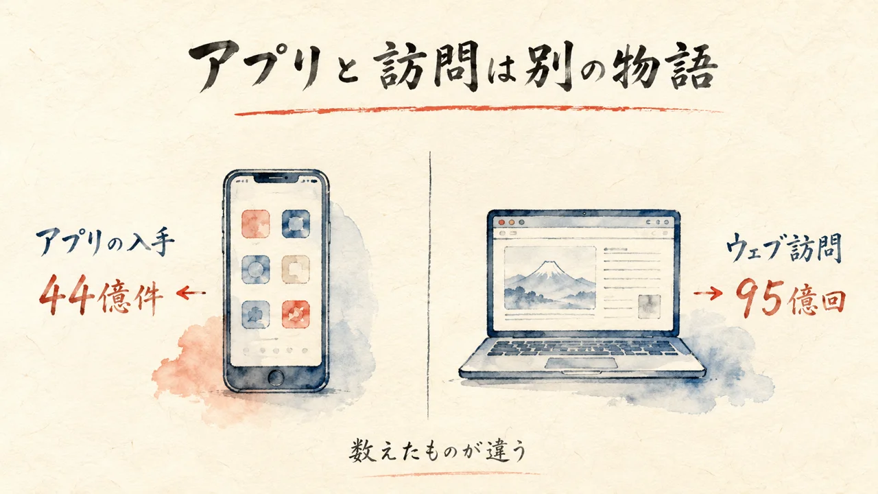 アプリの伸びと訪問の伸びは、別の物語を語る