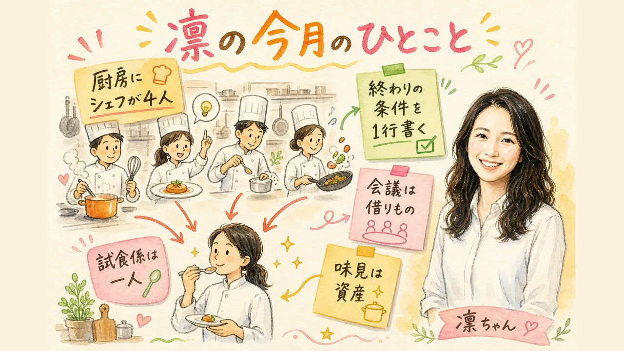 凛ちゃんの今月のひとこと AI秘書まとめ グラフィックレコーディング図解
