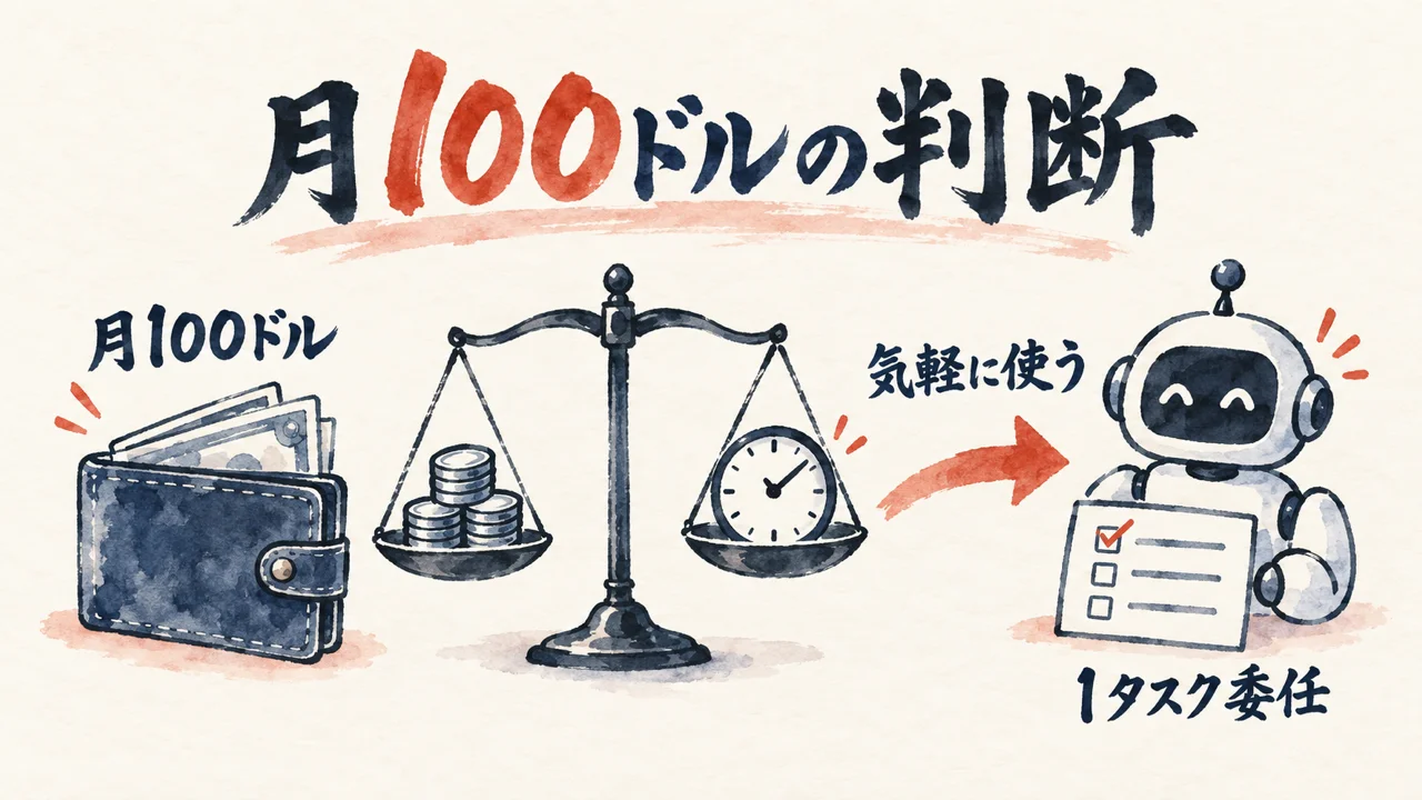 月100ドルのClaude Codeを気軽に使う判断の図解