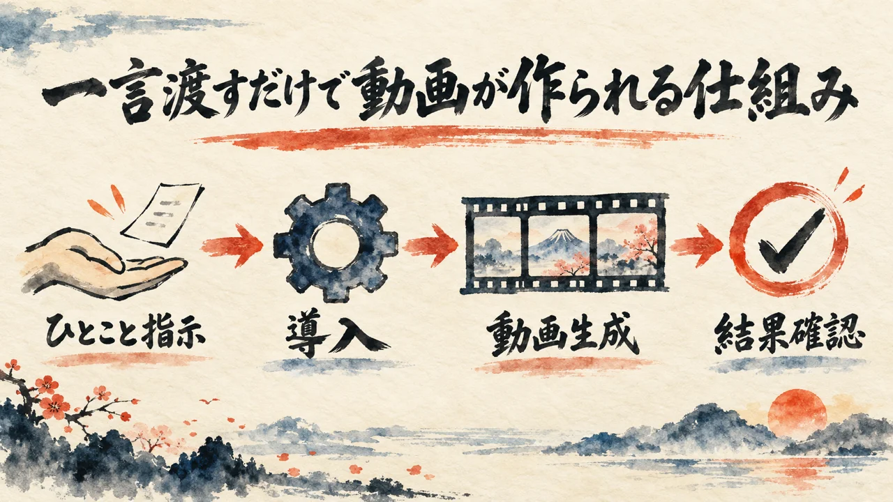 一言渡すだけで動画が作られる仕組みの見出し画像