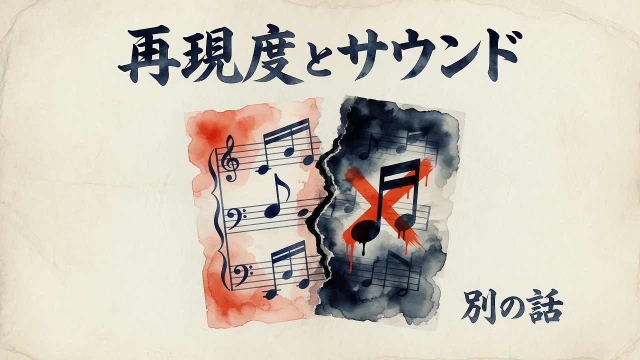 再現度とサウンドは別の話という図解