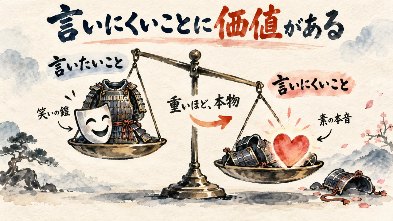 言いたいことより言いにくいことに価値があるという対比を表す図解