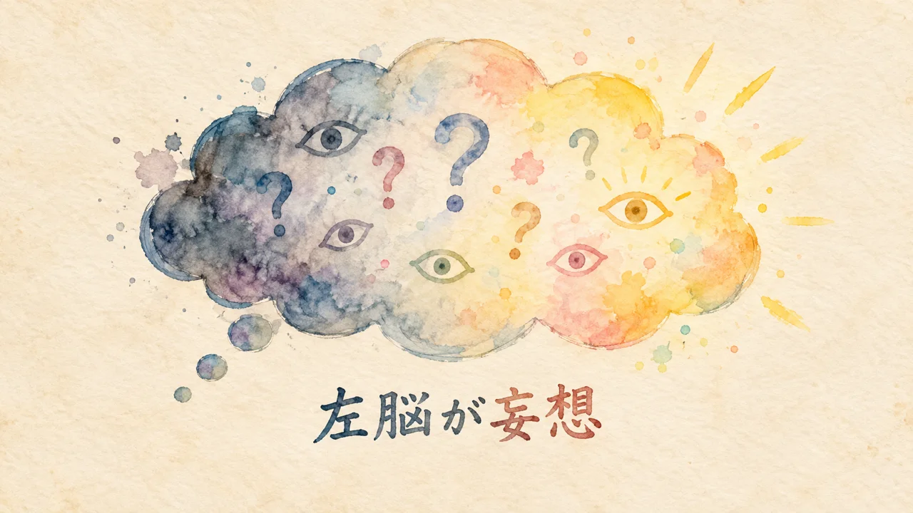 周りを気にする思考が妄想であることを表す思考の吹き出しイラスト