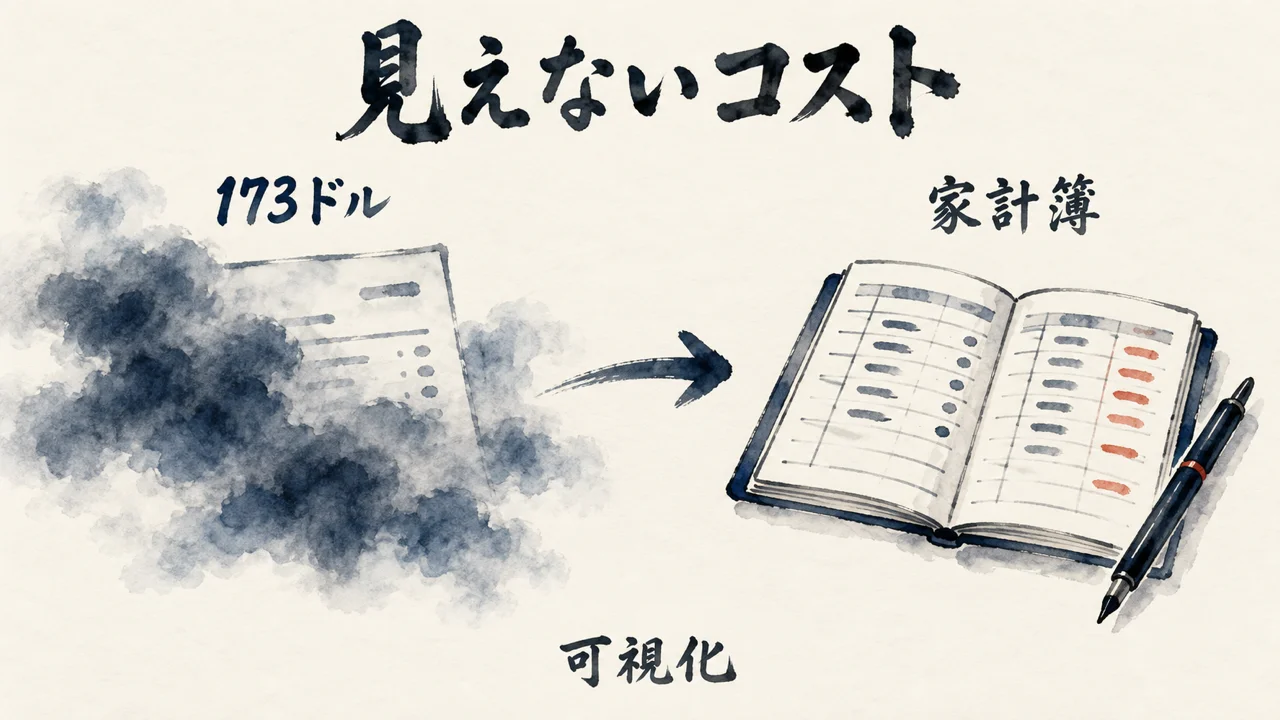 見えないコストを可視化して家計簿にする図解