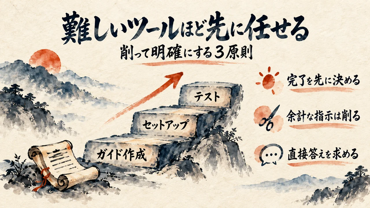 難しいツールほど先に任せる3原則の見出し画像