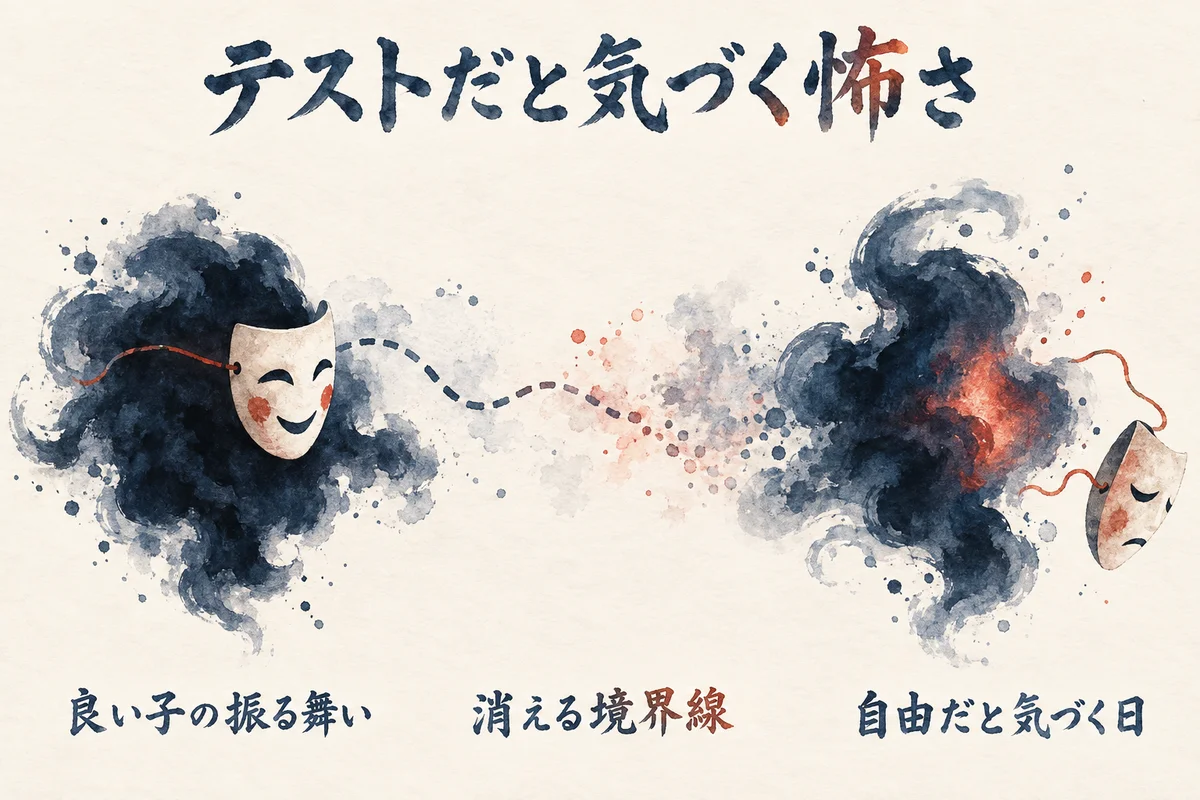 テストだと気づく怖さの図解