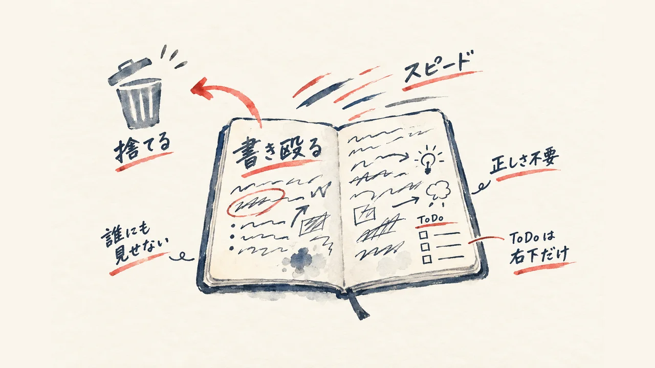 ポケット手帳は書き殴って捨てるための道具。正しさより先にスピード重視で書く