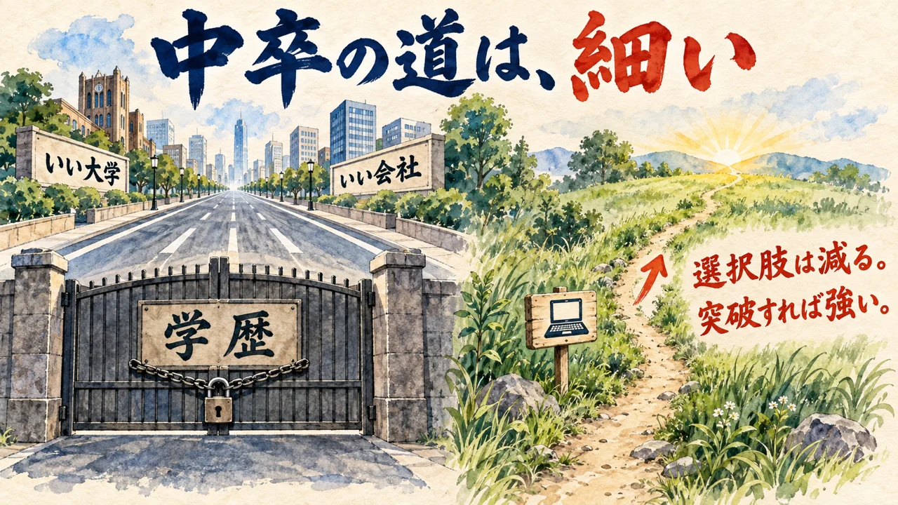 中卒の道は細い。選択肢は減るが、突破すれば強い