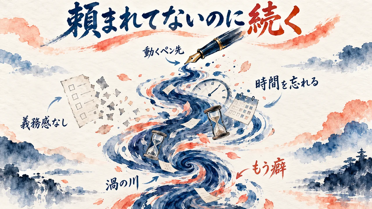 頼まれなくても続いてしまう癖とフロー状態を表す図解