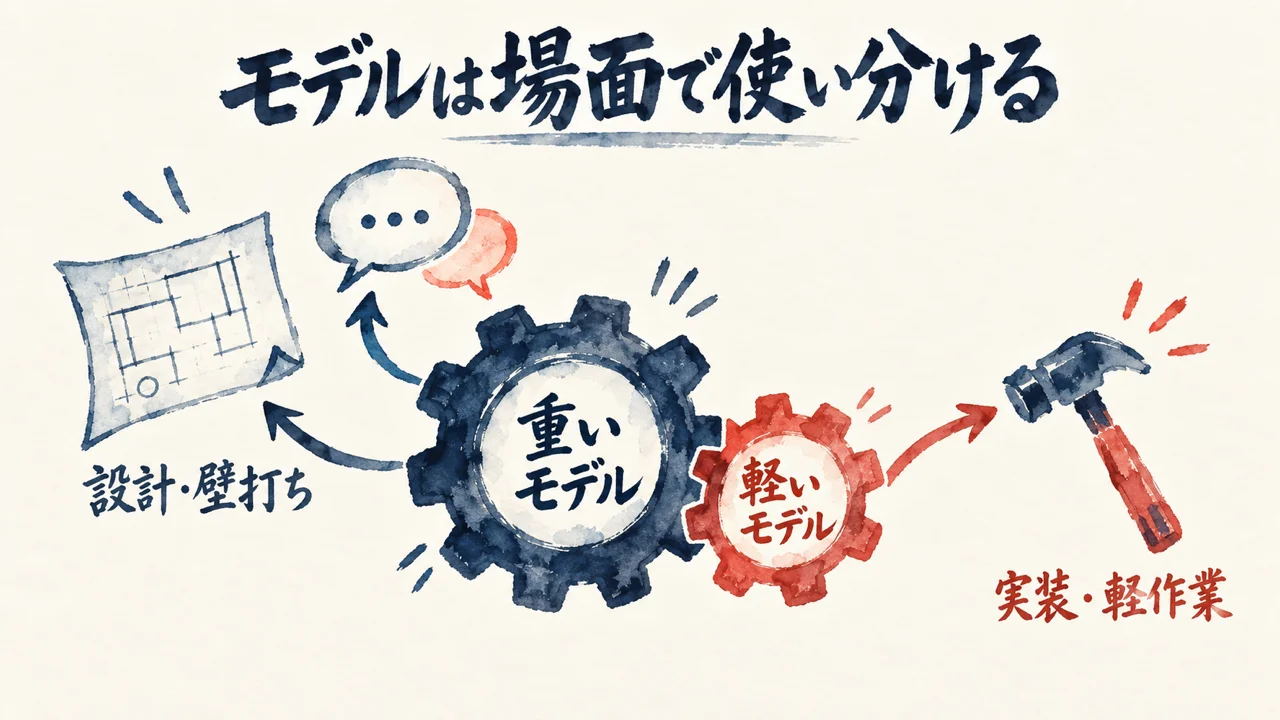 AIモデルの使い分けを表す図解