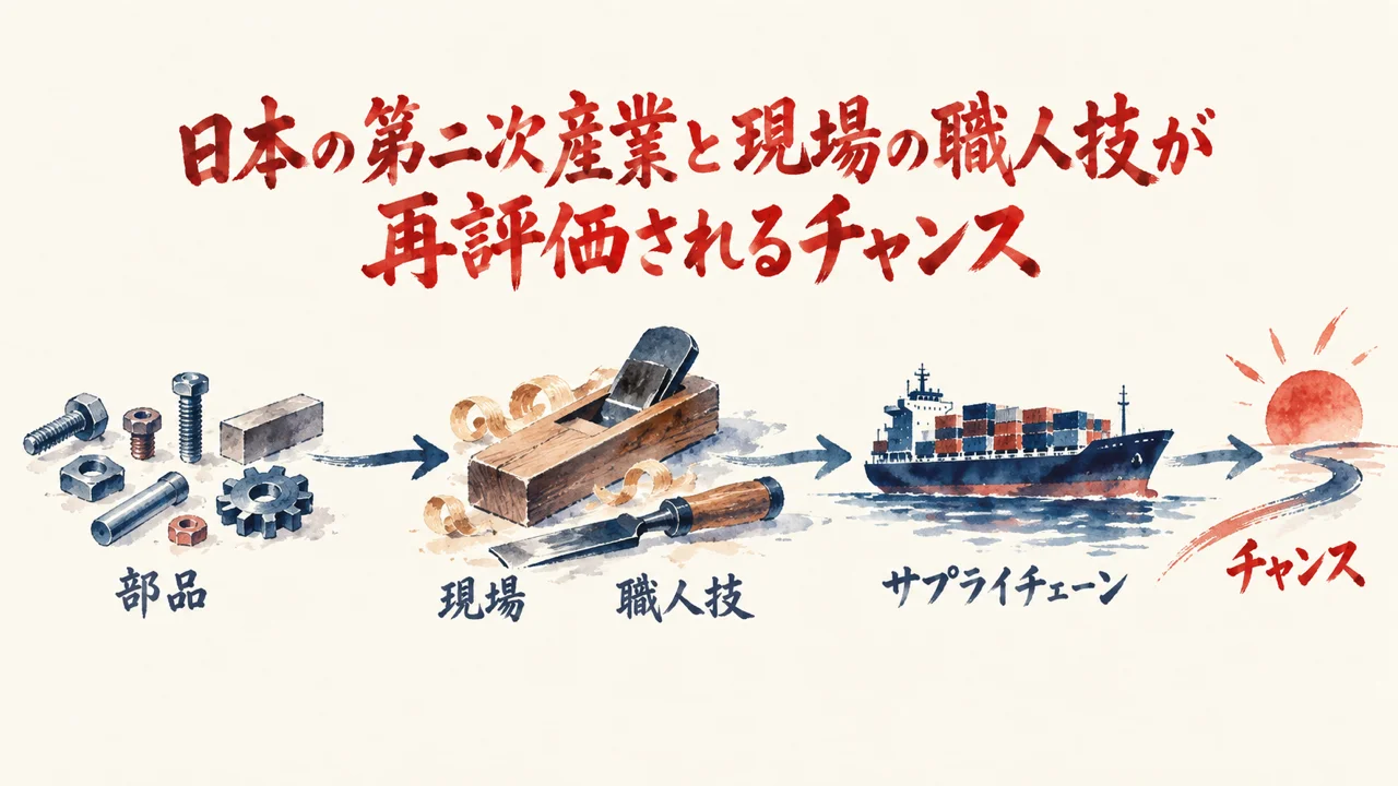 日本の第二次産業と現場の職人技が再評価されるチャンスを示す図解