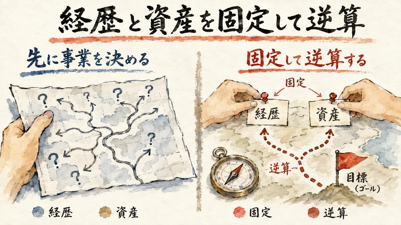 経歴と資産を固定して逆算する図解