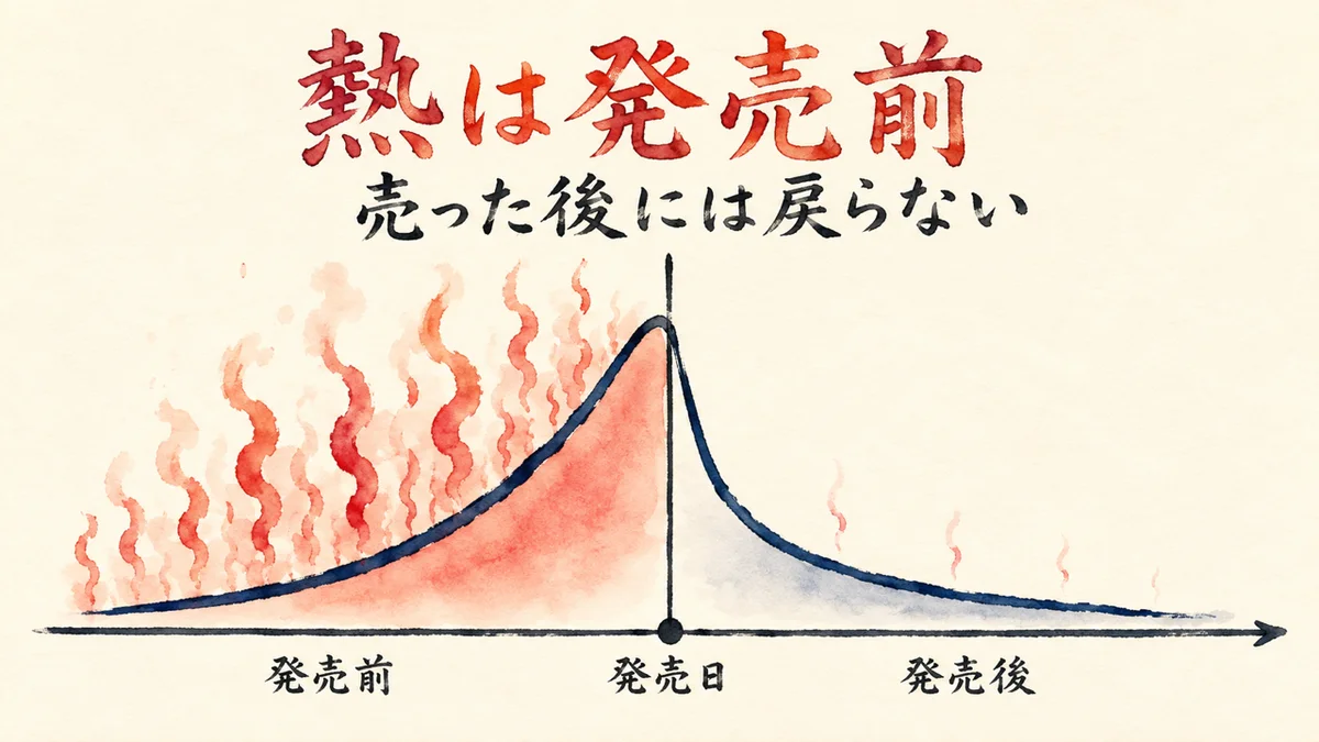 熱は発売前にたまることを示す図解