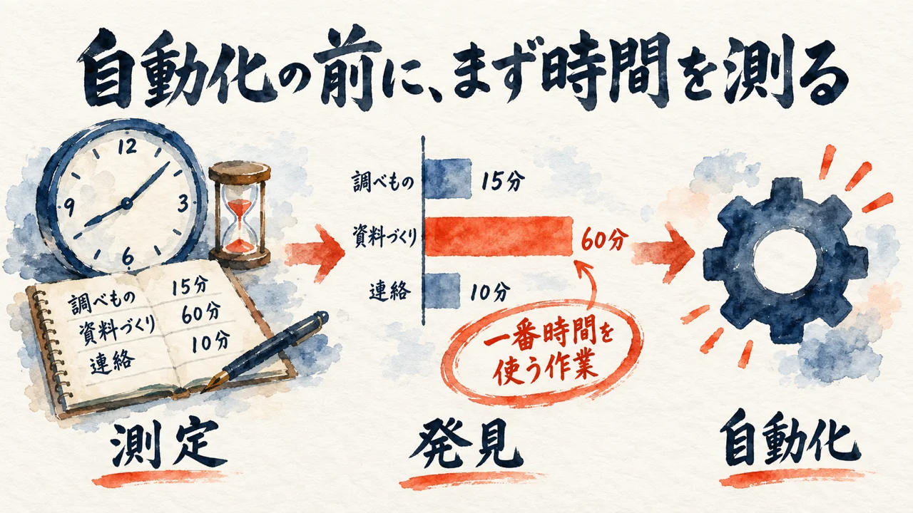 自動化の前に時間を測る時間監査の見出し画像