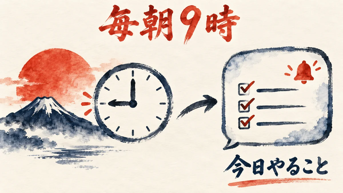 毎朝9時に今日やることを届けるAI秘書の図解