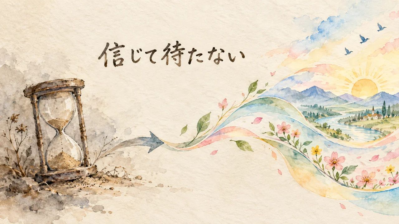 信じて待つのをやめることを表す砂時計のイラスト