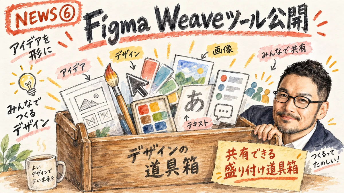 Figma Weaveツール公開をひろくんが解説するグラフィックレコーディング風イラスト