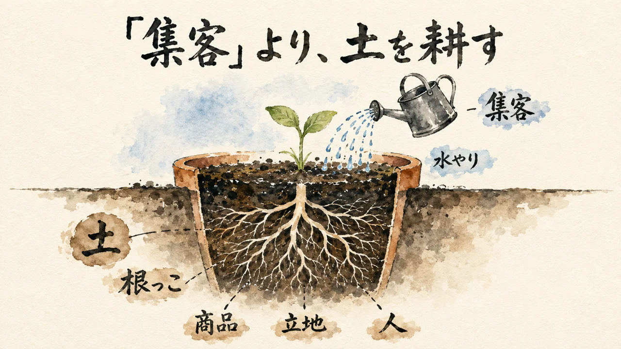 集客より土そのものを耕す本質の図解