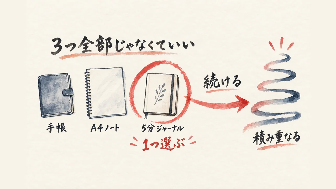 3つのジャーナルは全部じゃなく1つでいい。続けることが積み重なる図解