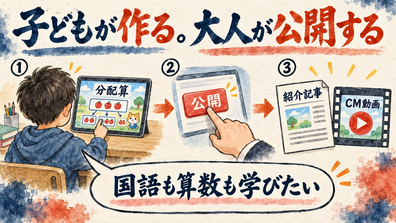 子どもが作り、大人が公開する