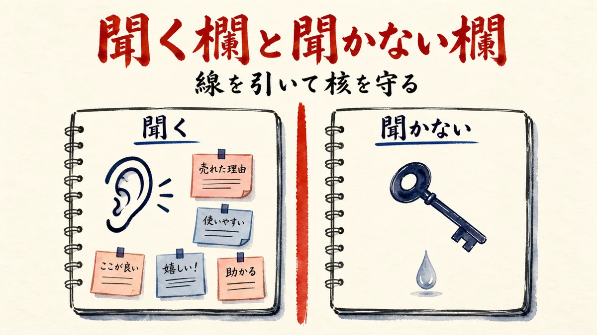 聞く欄と聞かない欄を分ける図解