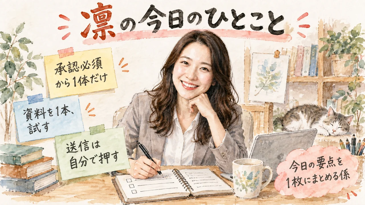 AI秘書 凛が今日のひとことをまとめるグラレコ