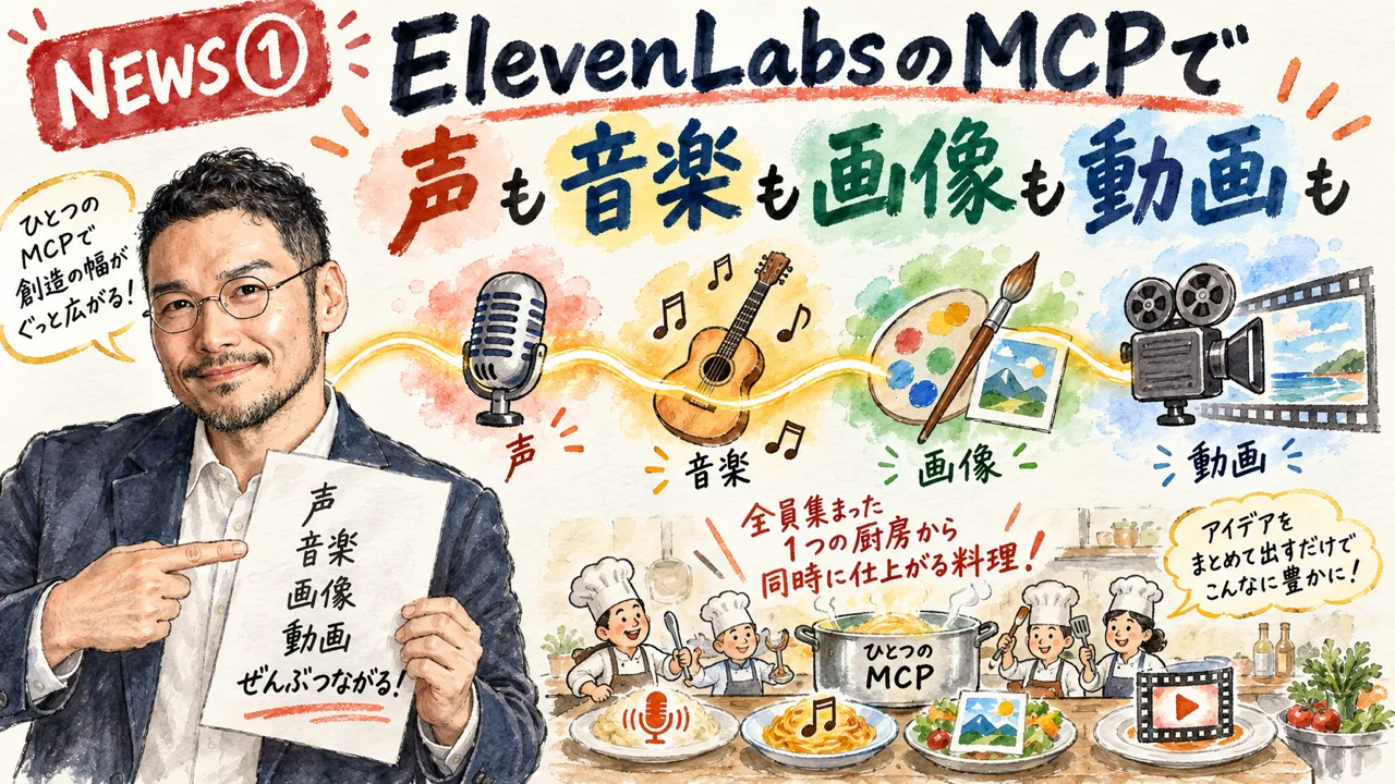 ElevenLabs MCP 声 音楽 画像 動画 グラレコ解説