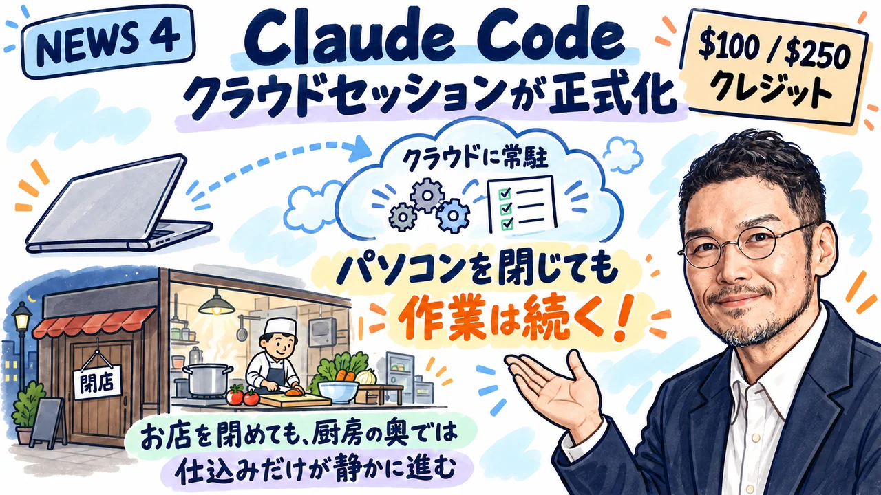 Claude Codeのクラウドセッション正式化イメージ図解