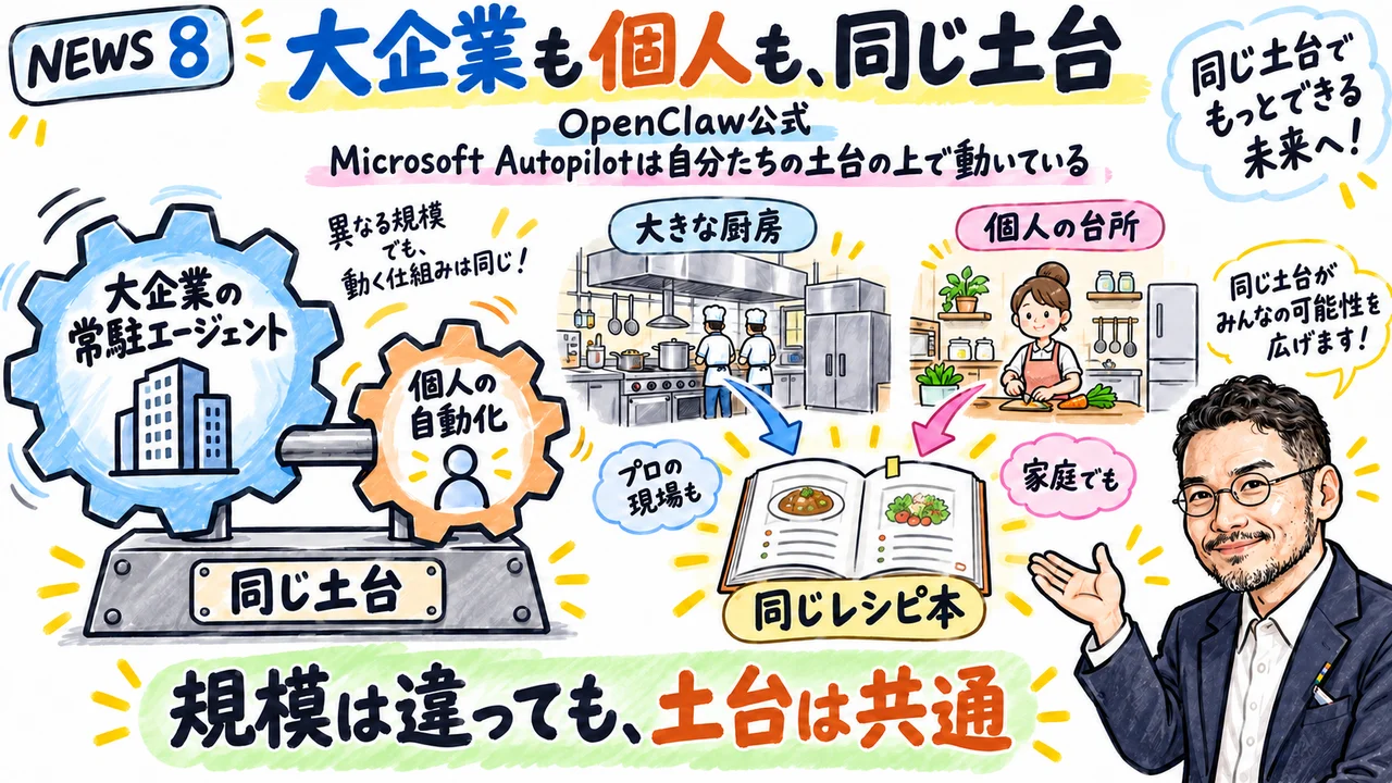 OpenClaw公式Microsoft Autopilot基盤発言イメージ図解