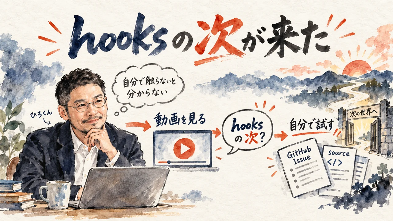 きっかけは動画。hooks の次が来たと感じ、その日のうちに自分で試す流れの図解
