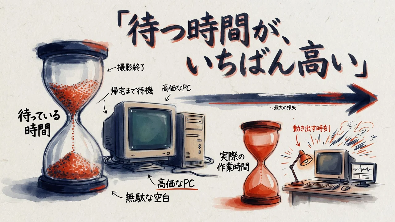 AI編集のボトルネックは座るまでの時間という図解